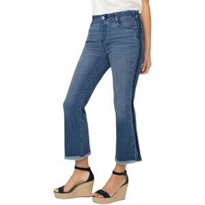 Liverpool Jeans Womens Sz 4/27 HighRise Flare Ankle Dark Wash Denim Stretch Pant